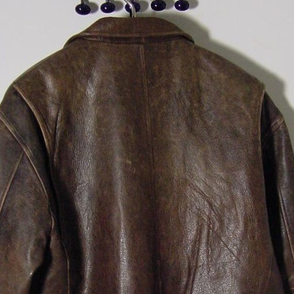Vtg Brown Leather St. John's Bay Bomber Jacket Sz XL Buckle Back - Picture 14 of 15